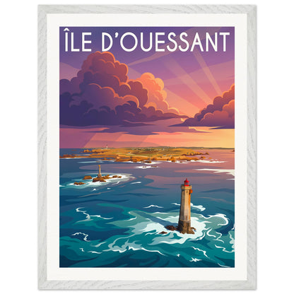 Affiche Île d'Ouessant - Encadrée, cadre blanc 45x60 cm