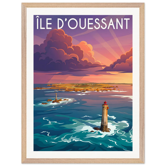 Affiche Île d'Ouessant - Encadrée, cadre bois 45x60 cm