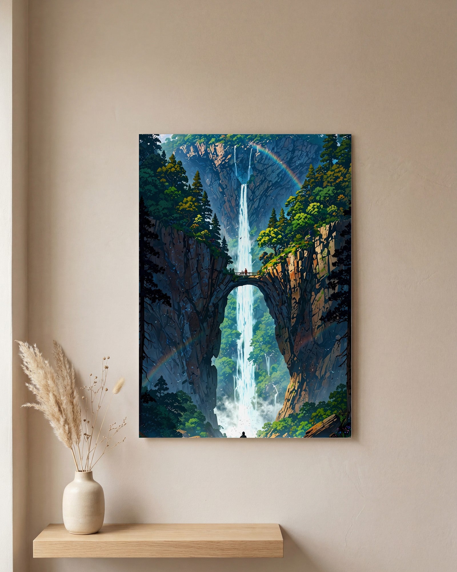 Affiche Île Flottante, mockup sur un mur epure, Muchimura