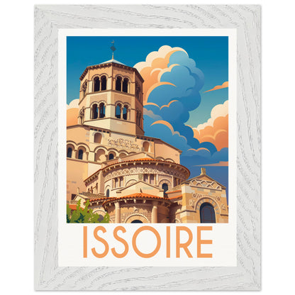 Affiche Issoire - Encadrée, cadre blanc 15x20 cm