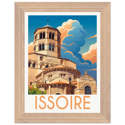 Affiche Issoire - Encadrée, cadre bois 15x20 cm