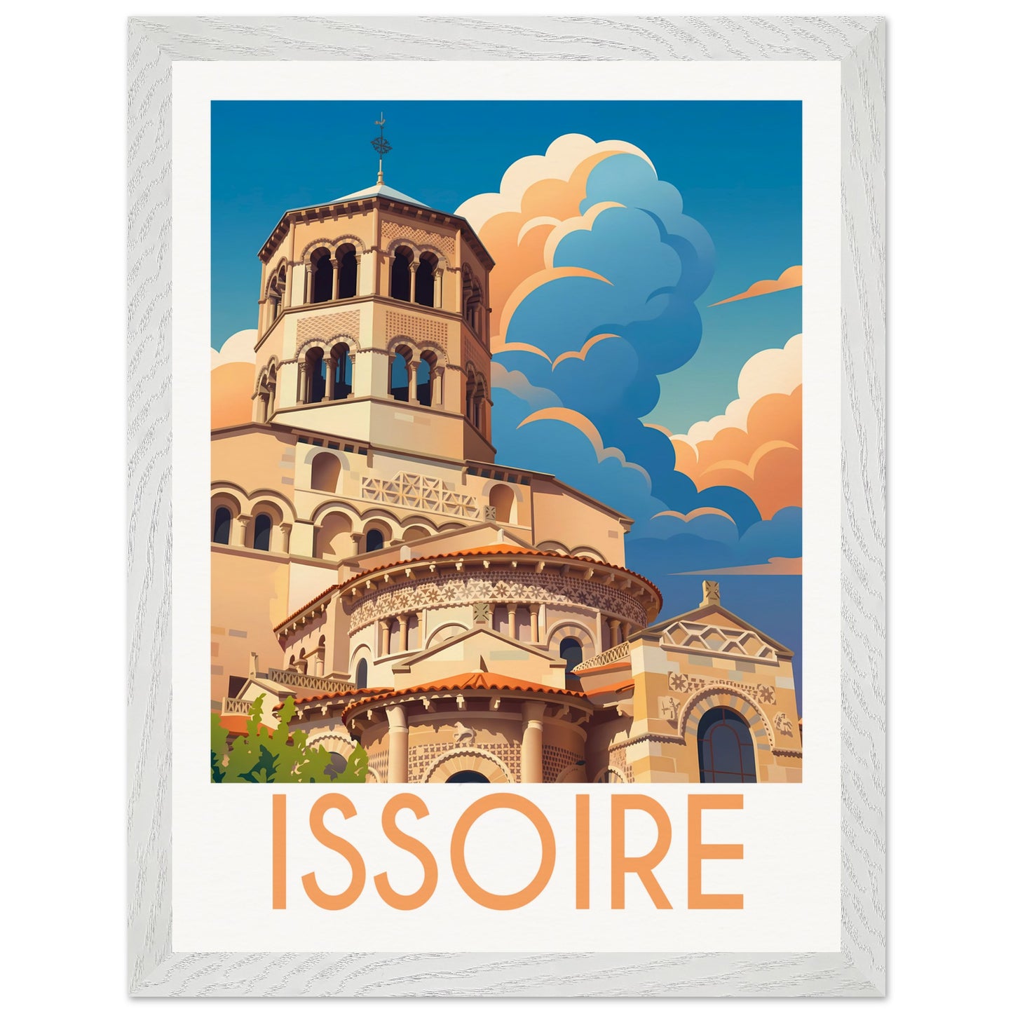 Affiche Issoire - Encadrée, cadre blanc 30x40 cm
