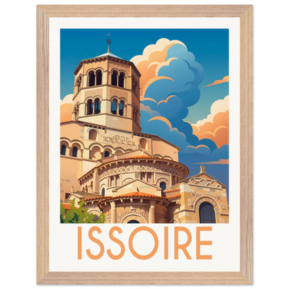 Affiche Issoire - Encadrée, cadre bois 30x40 cm