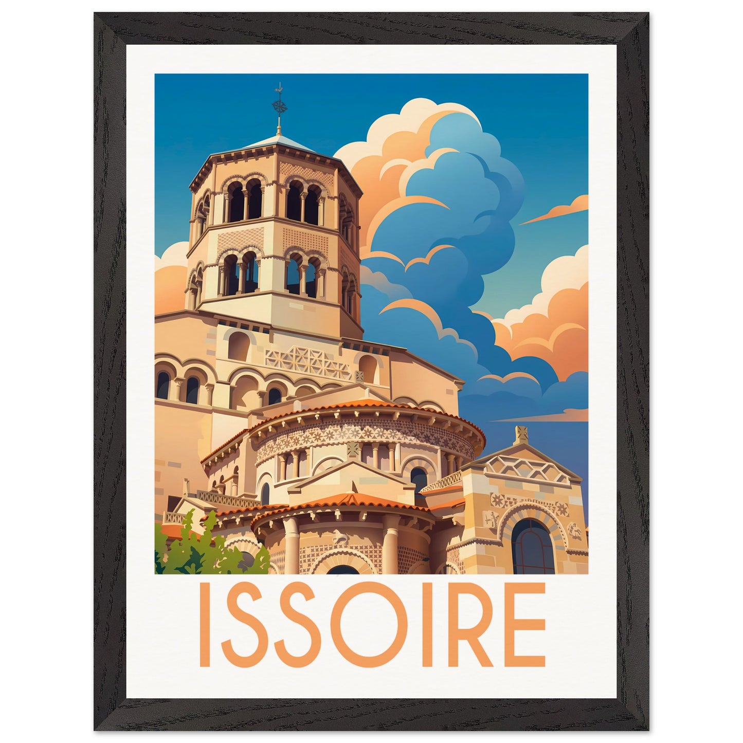 Affiche Issoire - Encadrée, cadre noir 30x40 cm