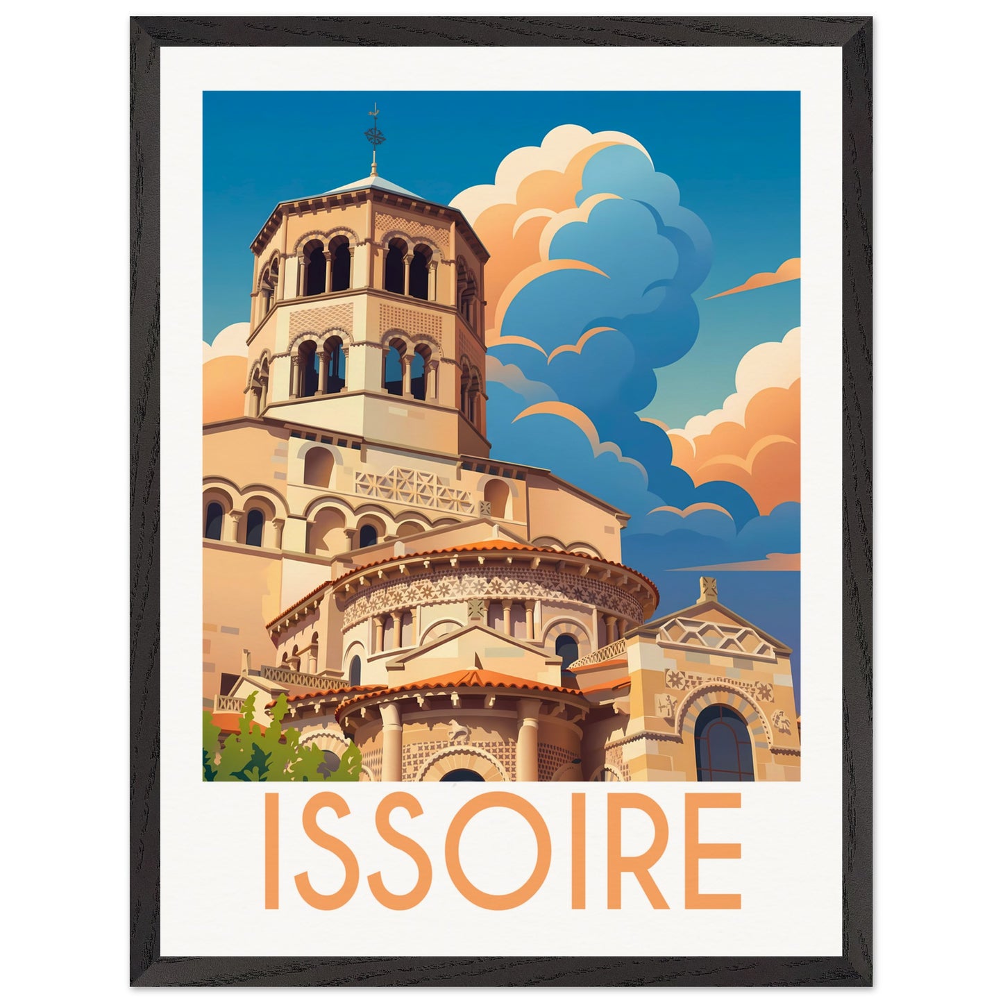 Affiche Issoire - Encadrée, cadre noir 45x60 cm