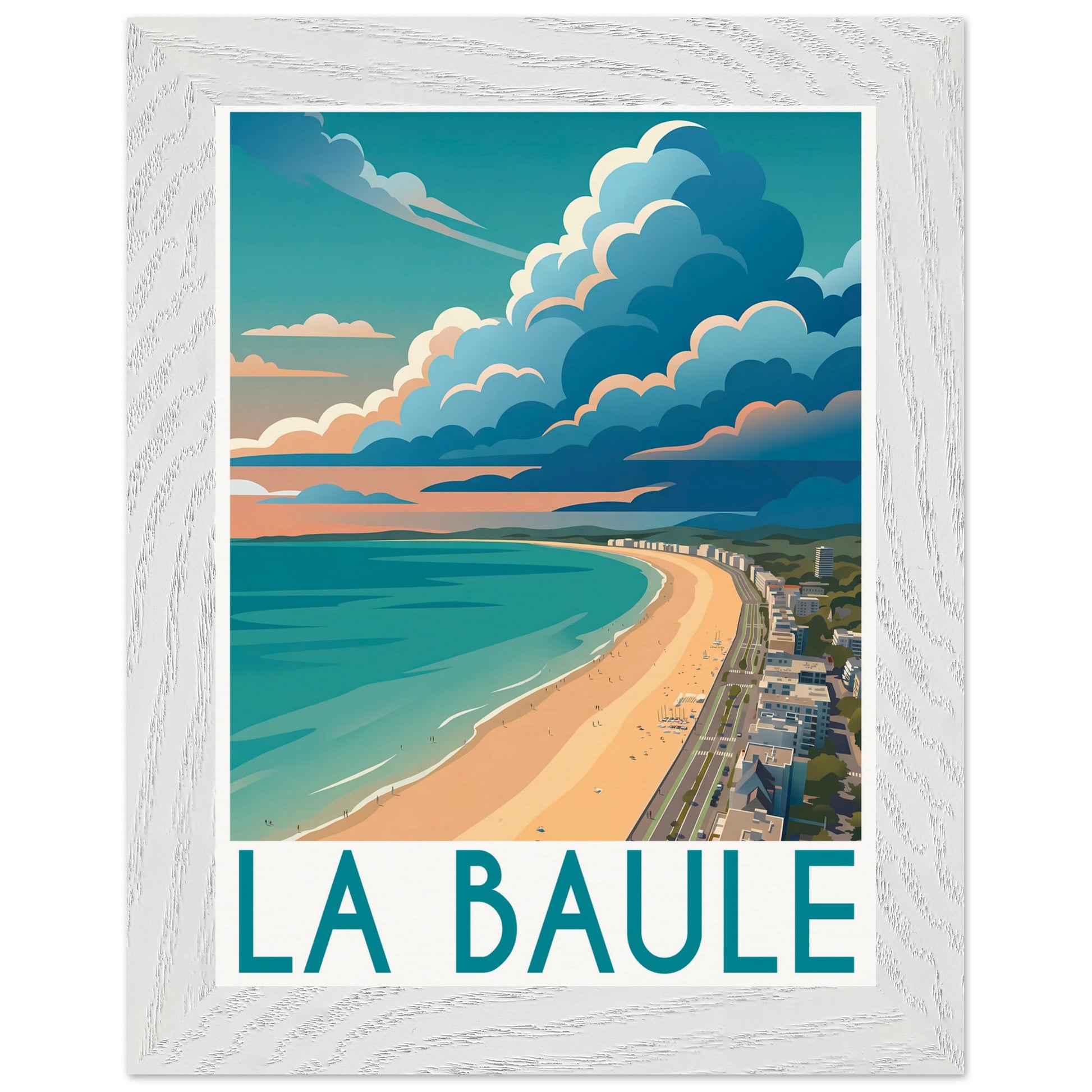 Affiche La Baule - Encadrée, cadre blanc 15x20 cm
