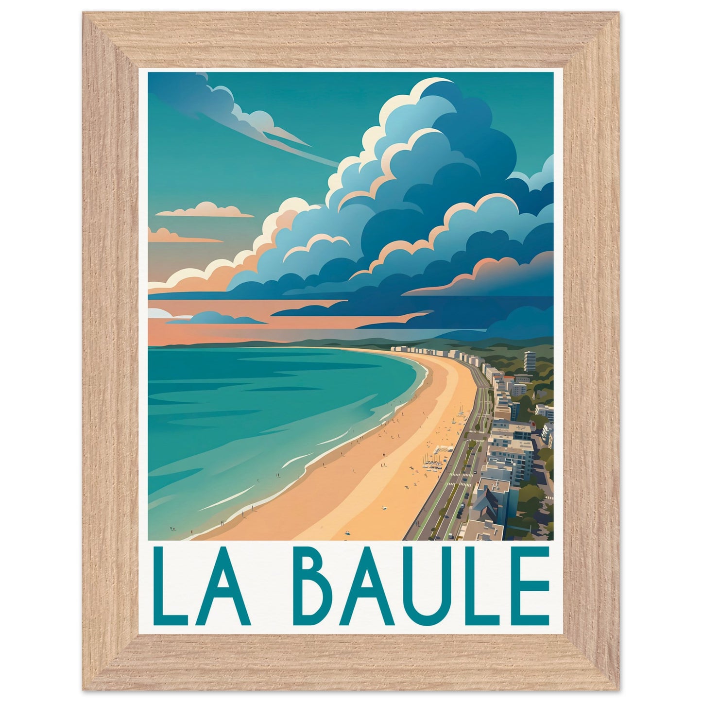 Affiche La Baule - Encadrée, cadre bois 15x20 cm