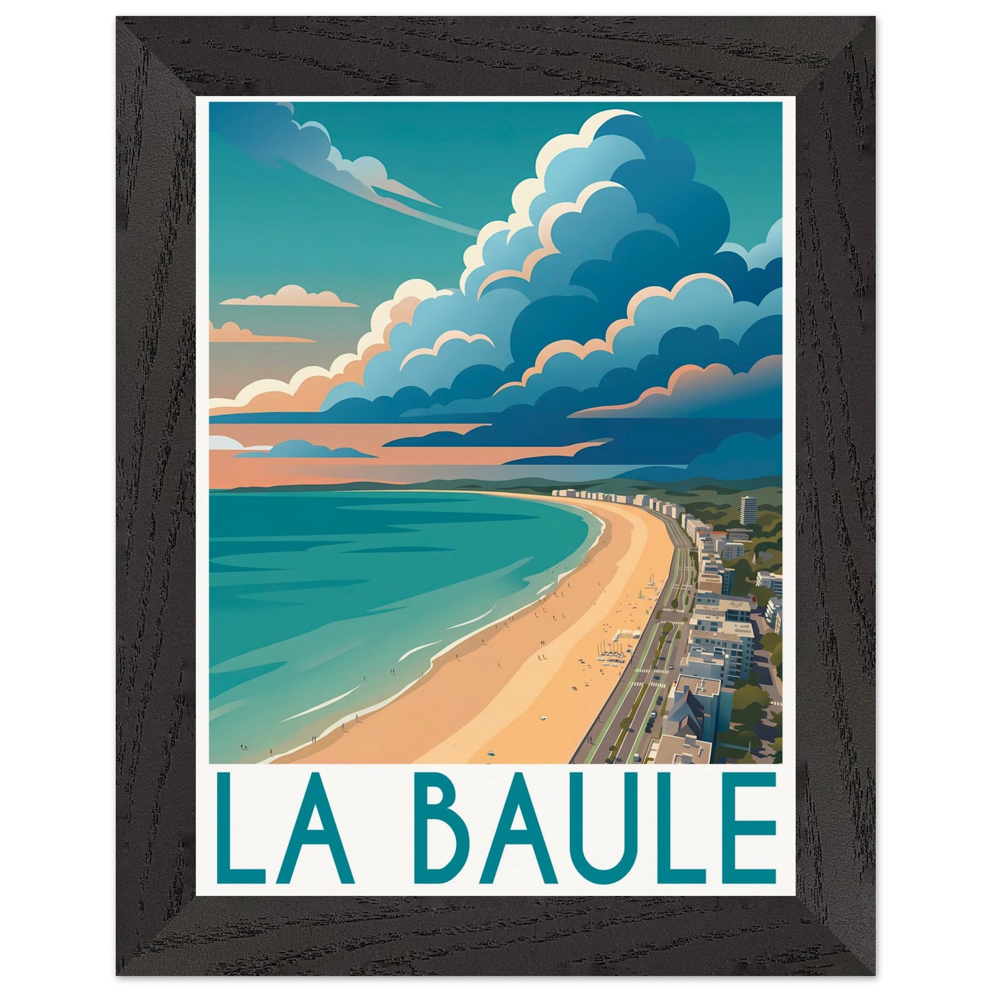 Affiche La Baule - Encadrée, cadre noir 15x20 cm