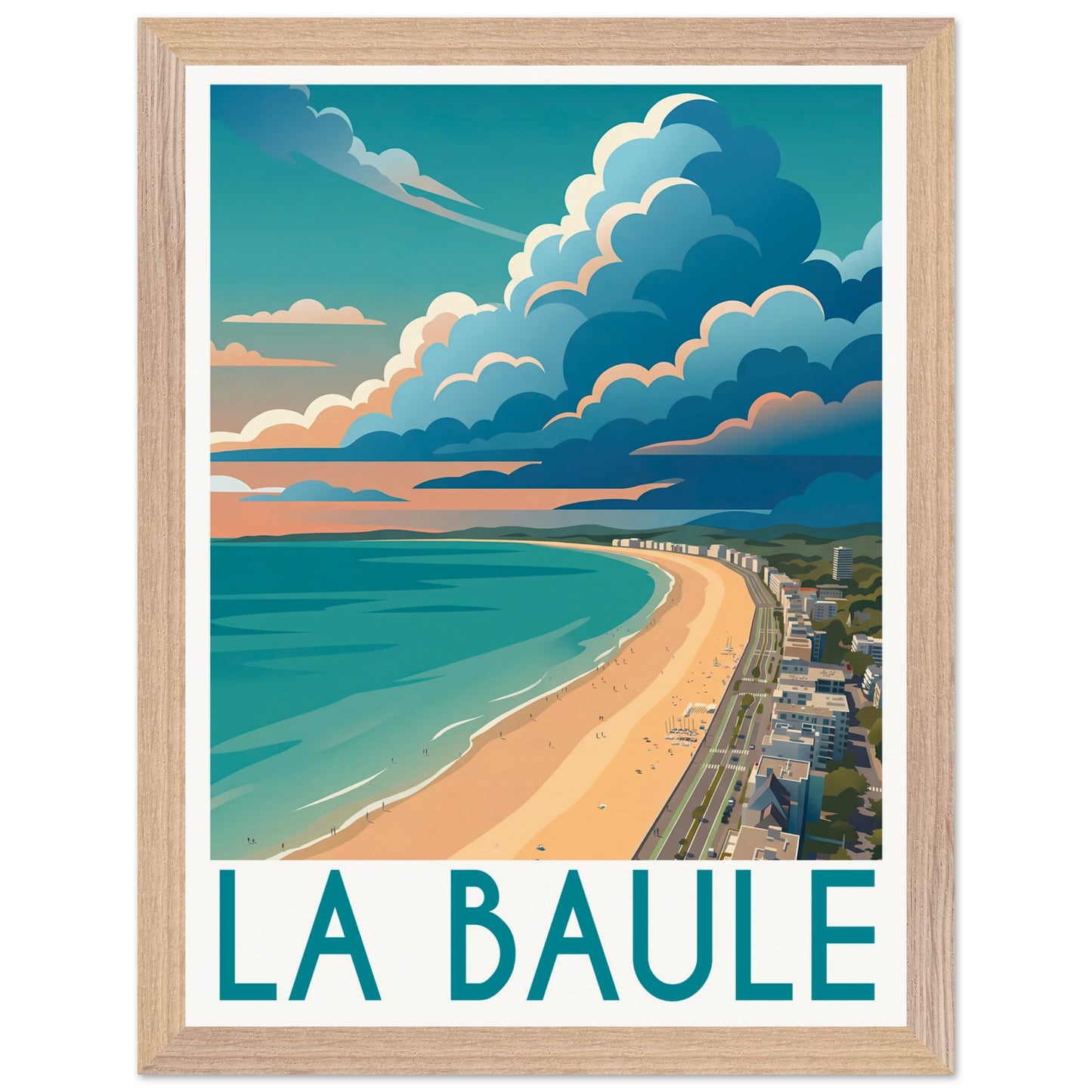 Affiche La Baule - Encadrée, cadre bois 30x40 cm
