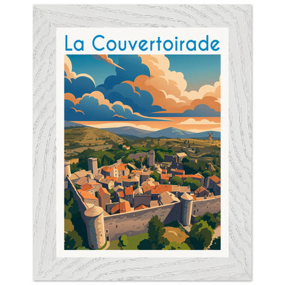 Affiche La Couvertoirade - Encadrée, cadre blanc 15x20 cm