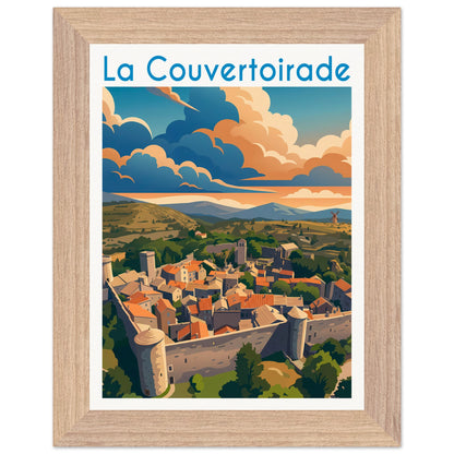 Affiche La Couvertoirade - Encadrée, cadre bois 15x20 cm