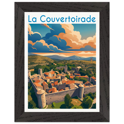 Affiche La Couvertoirade - Encadrée, cadre noir 15x20 cm