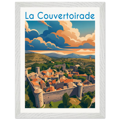Affiche La Couvertoirade - Encadrée, cadre blanc 30x40 cm