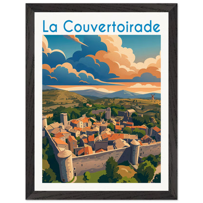 Affiche La Couvertoirade - Encadrée, cadre noir 30x40 cm