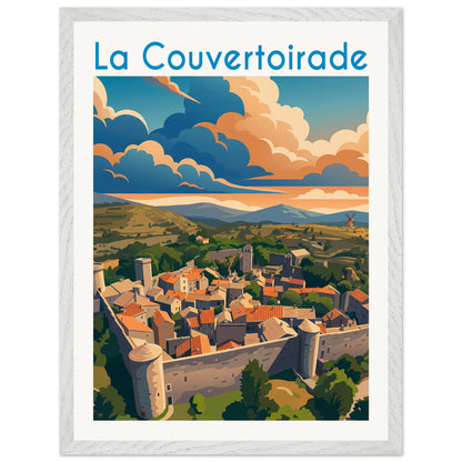 Affiche La Couvertoirade - Encadrée, cadre blanc 45x60 cm