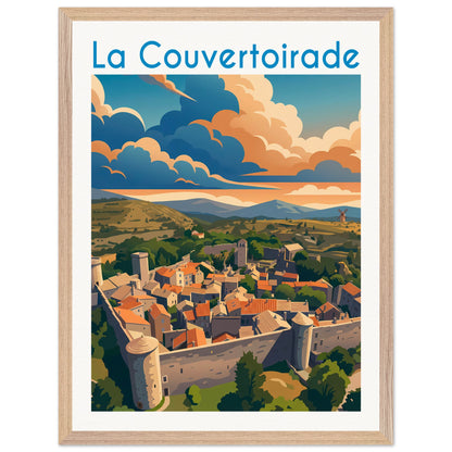 Affiche La Couvertoirade - Encadrée, cadre bois 45x60 cm