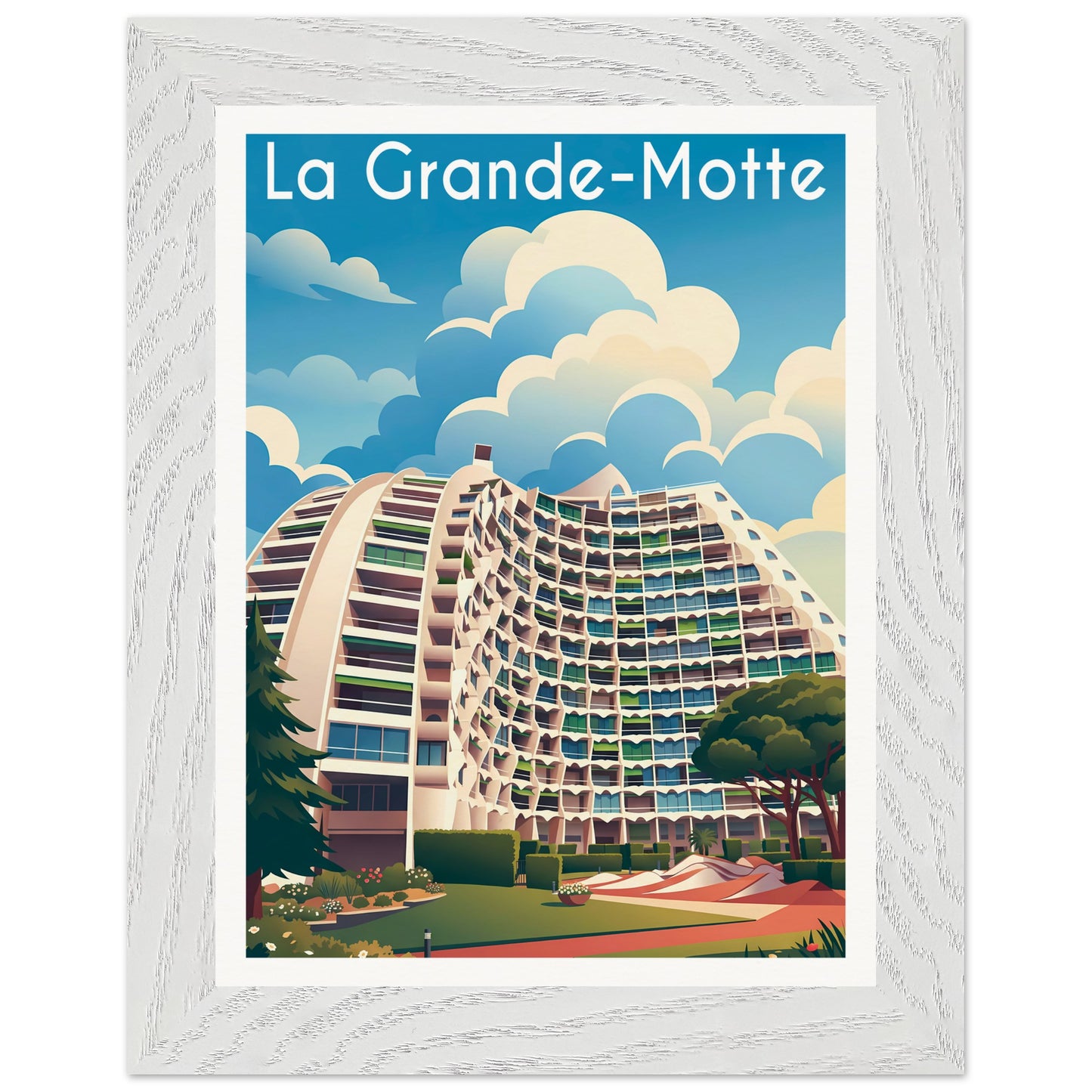 Affiche La Grande Motte - Encadrée, cadre blanc 15x20 cm