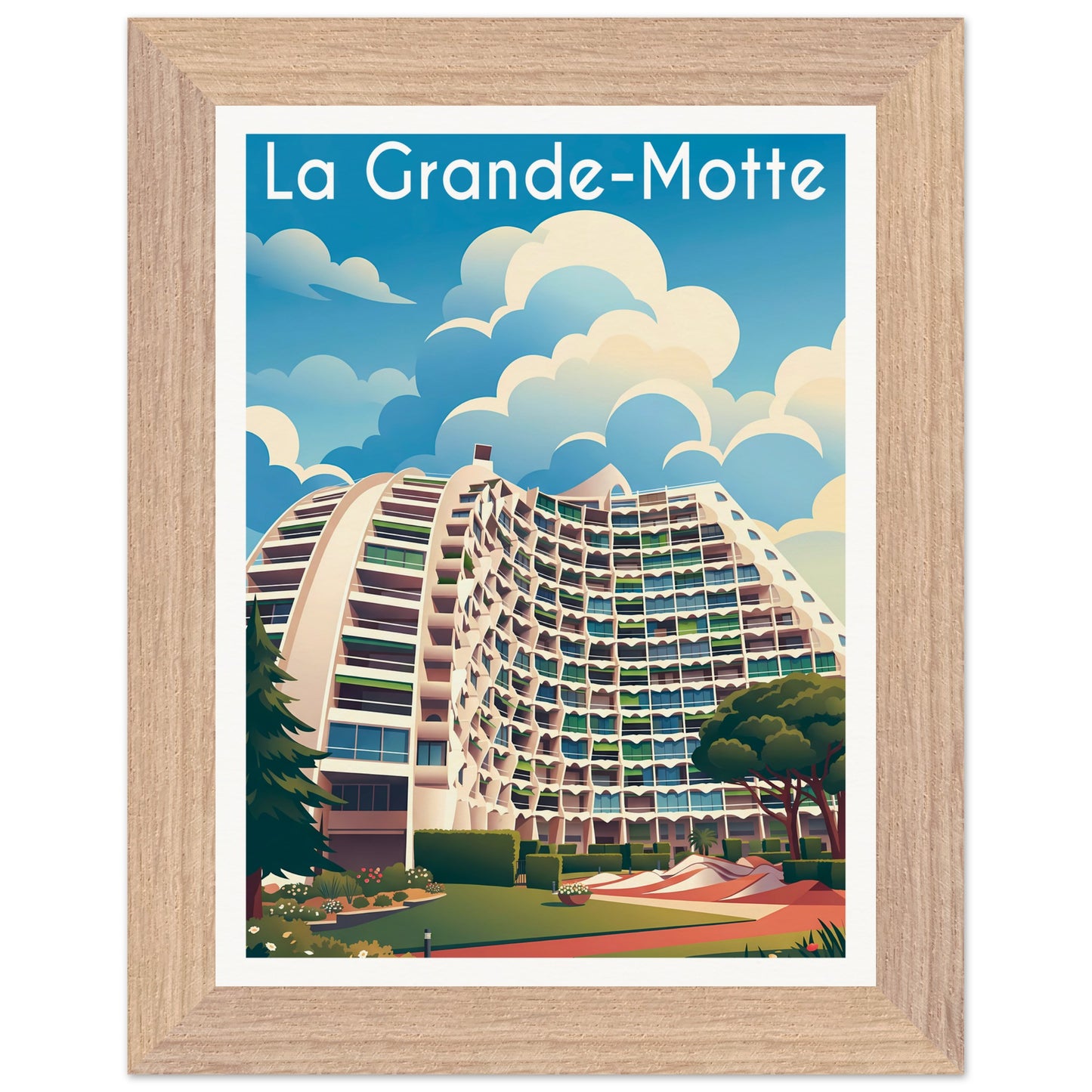 Affiche La Grande Motte - Encadrée, cadre bois 15x20 cm
