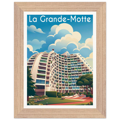 Affiche La Grande Motte - Encadrée, cadre bois 15x20 cm
