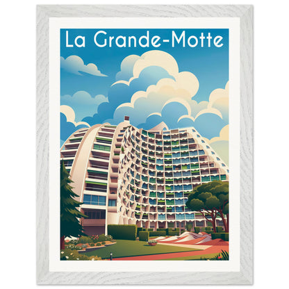 Affiche La Grande Motte - Encadrée, cadre blanc 30x40 cm