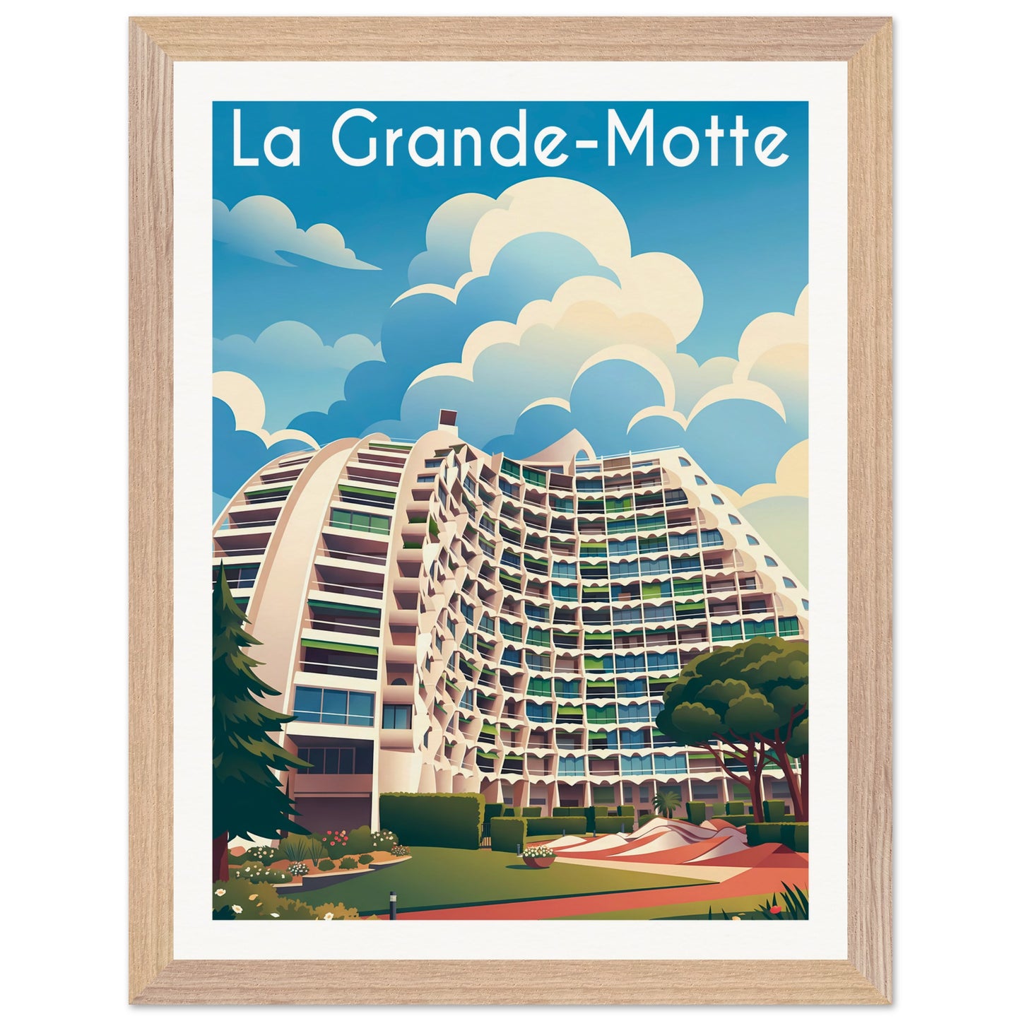 Affiche La Grande Motte - Encadrée, cadre bois 30x40 cm