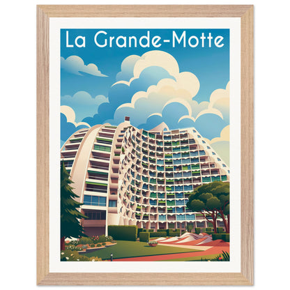 Affiche La Grande Motte - Encadrée, cadre bois 30x40 cm
