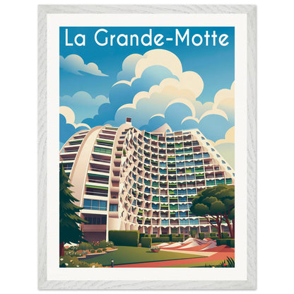 Affiche La Grande Motte - Encadrée, cadre blanc 45x60 cm