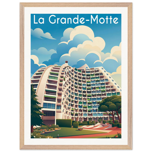 Affiche La Grande Motte - Encadrée, cadre bois 45x60 cm