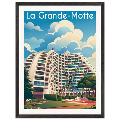 Affiche La Grande Motte - Encadrée, cadre noir 45x60 cm
