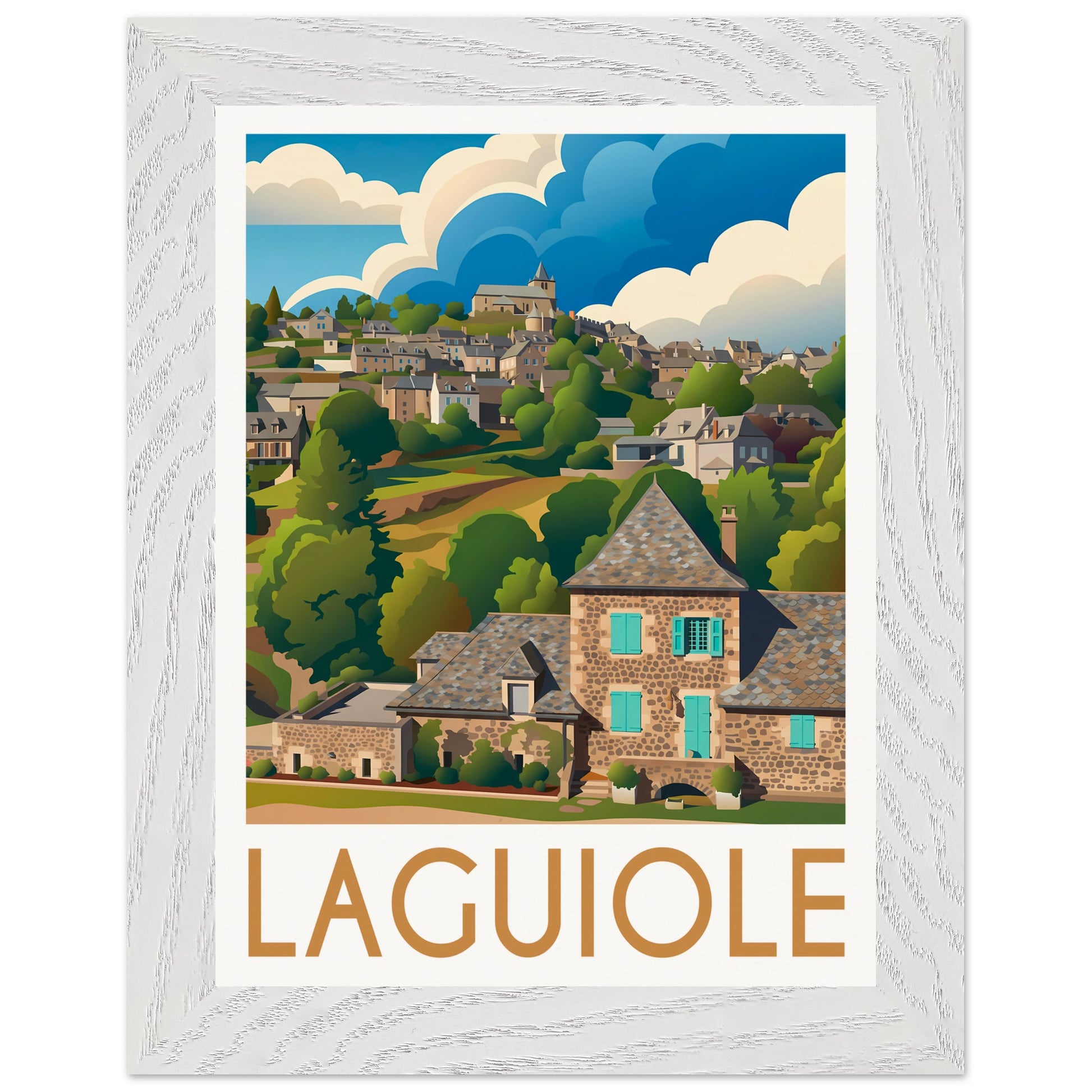 Affiche Laguiole - Encadrée, cadre blanc 15x20 cm