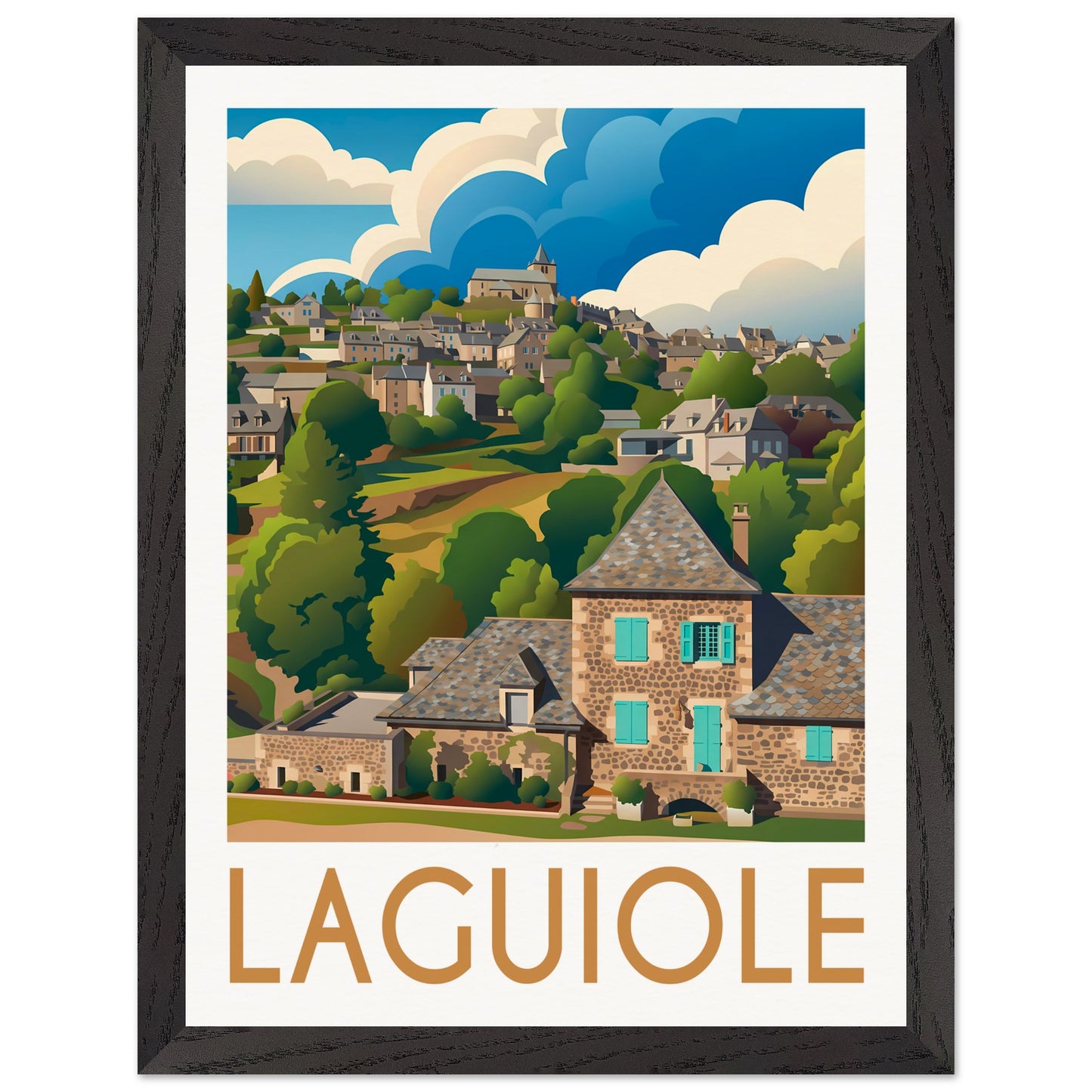Affiche Laguiole - Encadrée, cadre noir 30x40 cm