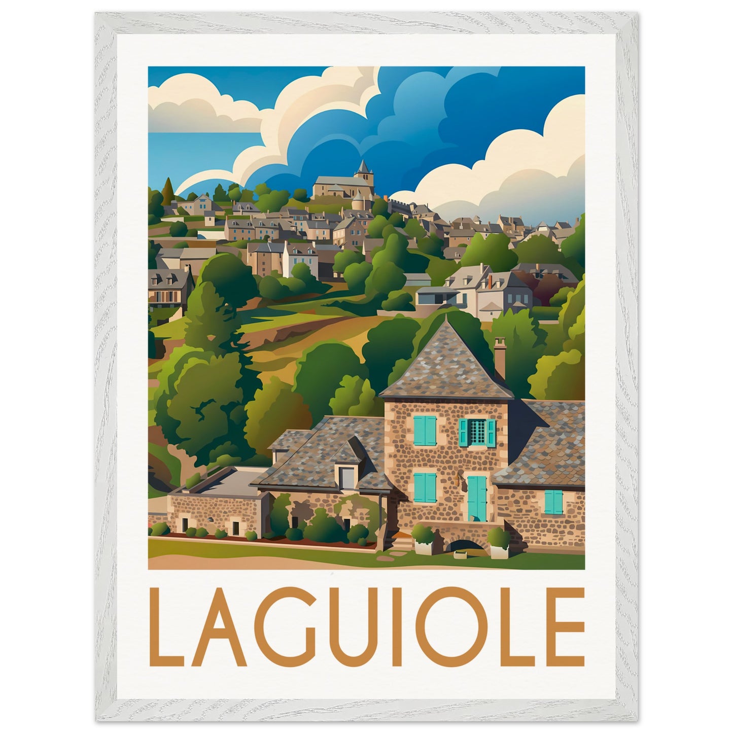 Affiche Laguiole - Encadrée, cadre blanc 45x60 cm