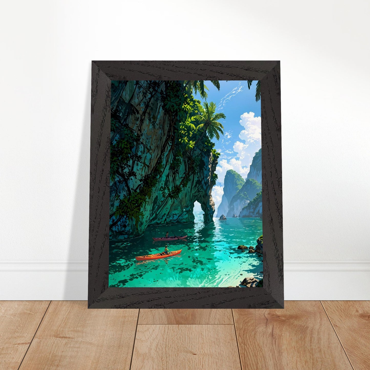 Affiche Lagune de Thaïlande Encadrée, cadre noir 15x20 cm