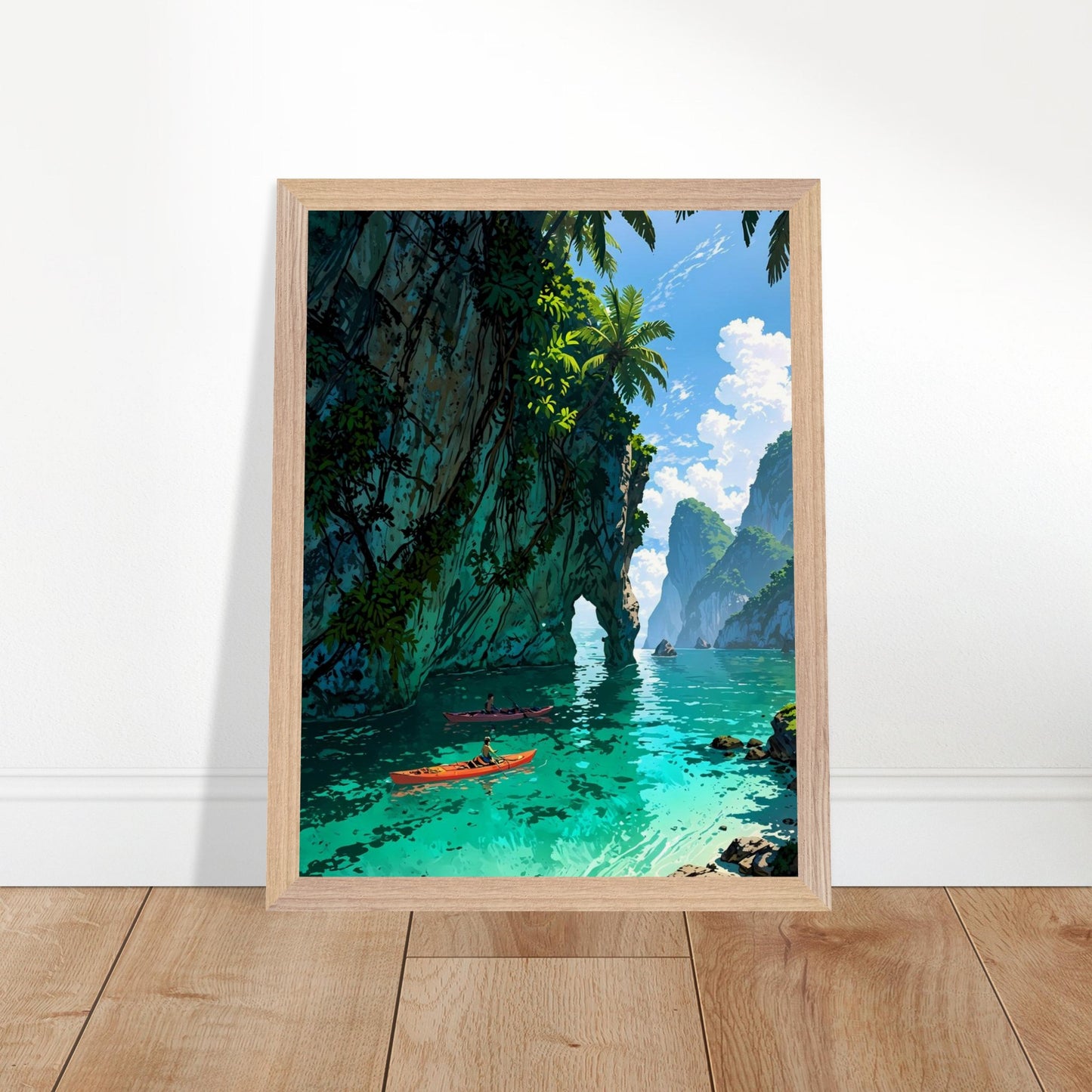 Affiche Lagune de Thaïlande Encadrée, cadre bois 30x40 cm