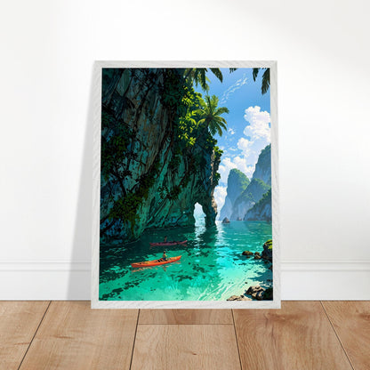 Affiche Lagune de Thaïlande Encadrée, cadre blanc 45x60 cm
