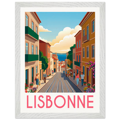 Affiche Lisbonne - Encadrée, cadre blanc 30x40 cm
