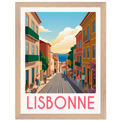 Affiche Lisbonne - Encadrée, cadre bois 30x40 cm