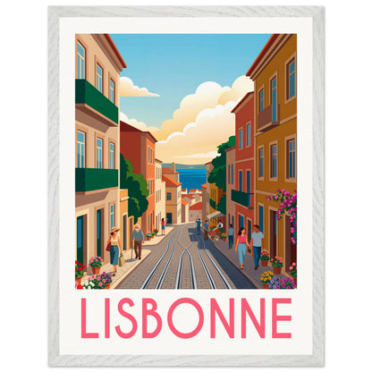 Affiche Lisbonne - Encadrée, cadre blanc 45x60 cm