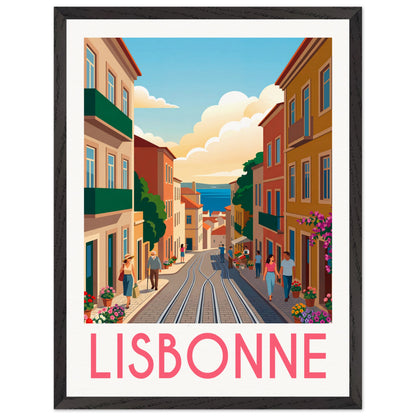 Affiche Lisbonne - Encadrée, cadre noir 45x60 cm