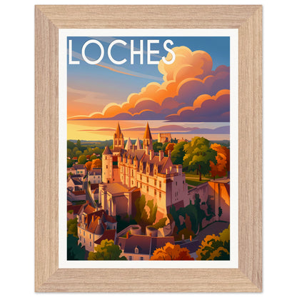Affiche Loches - Encadrée, cadre bois 15x20 cm