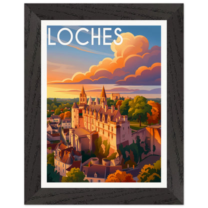 Affiche Loches - Encadrée, cadre noir 15x20 cm