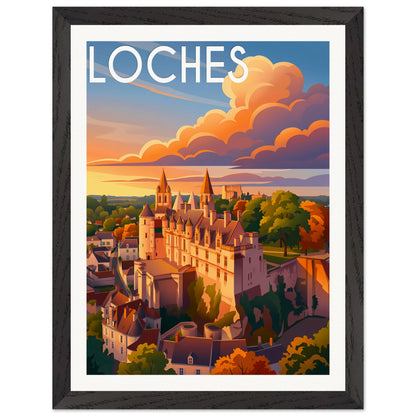 Affiche Loches - Encadrée, cadre noir 30x40 cm