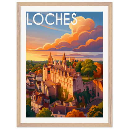 Affiche Loches - Encadrée, cadre bois 45x60 cm