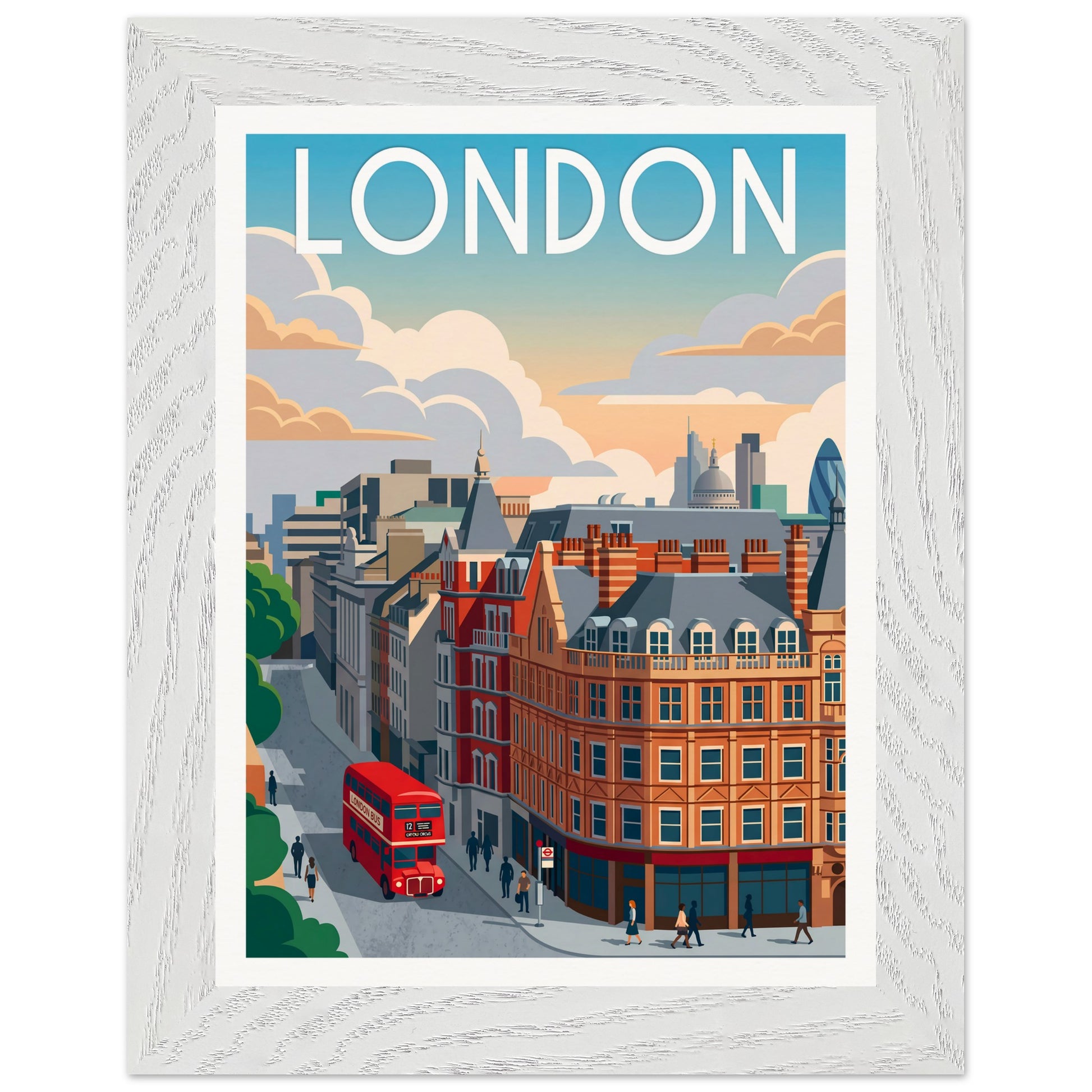 Affiche Londres - Encadrée, cadre blanc 15x20 cm