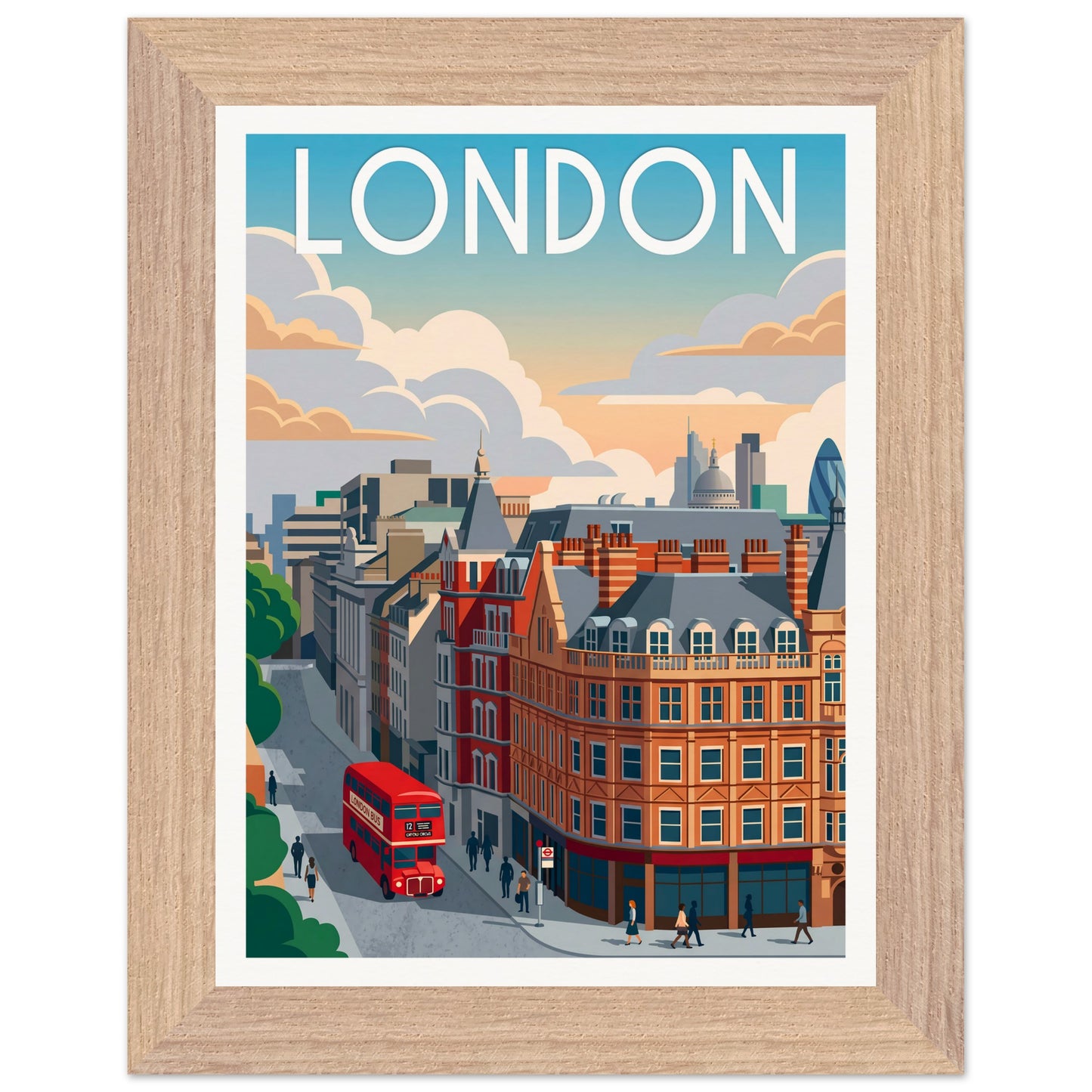 Affiche Londres - Encadrée, cadre bois 15x20 cm