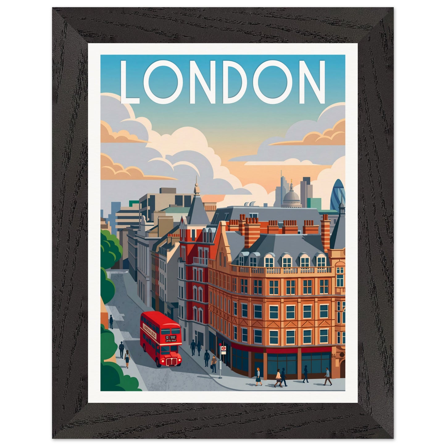 Affiche Londres - Encadrée, cadre noir 15x20 cm