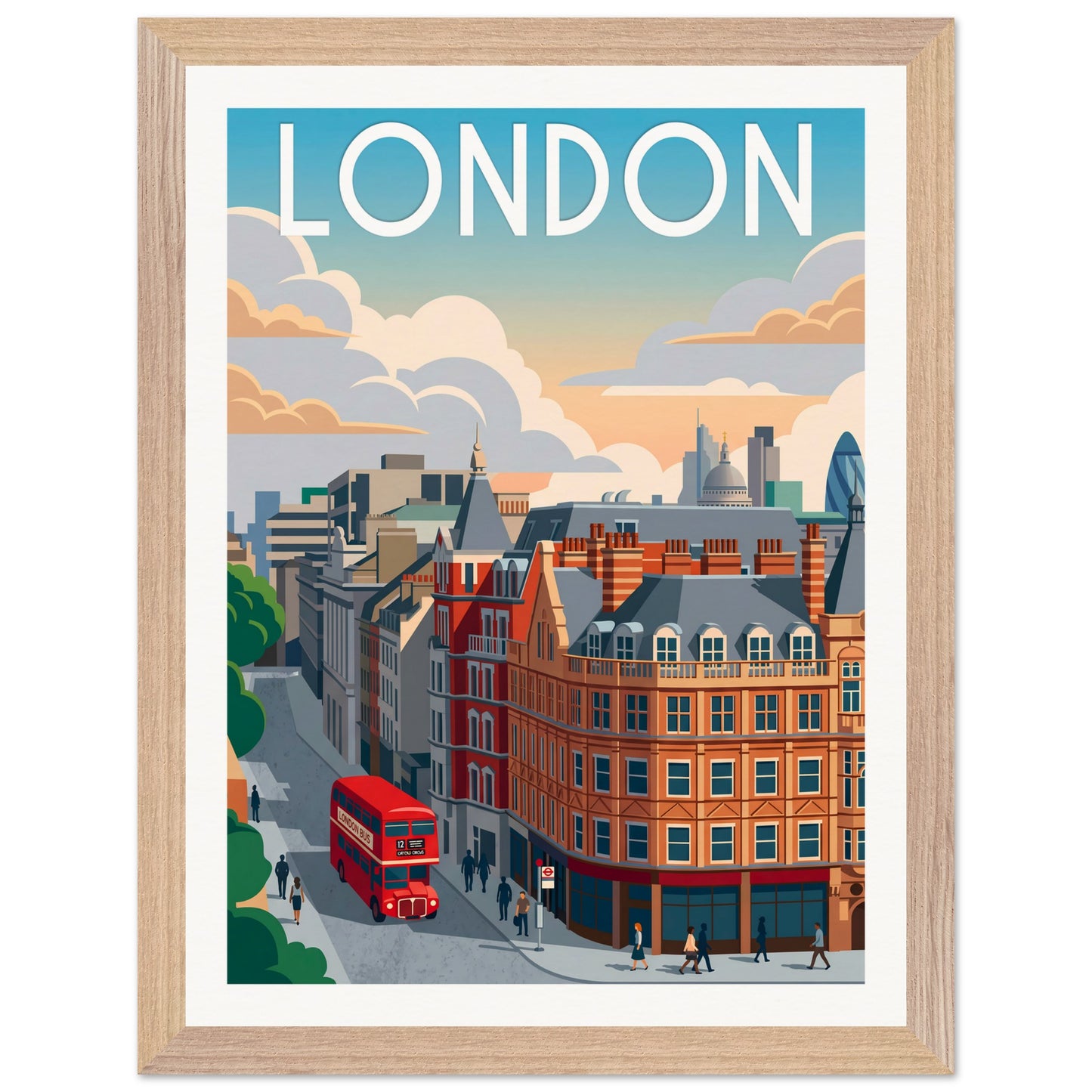 Affiche Londres - Encadrée, cadre bois 30x40 cm
