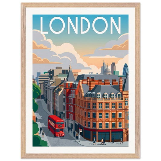 Affiche Londres - Encadrée, cadre bois 45x60 cm