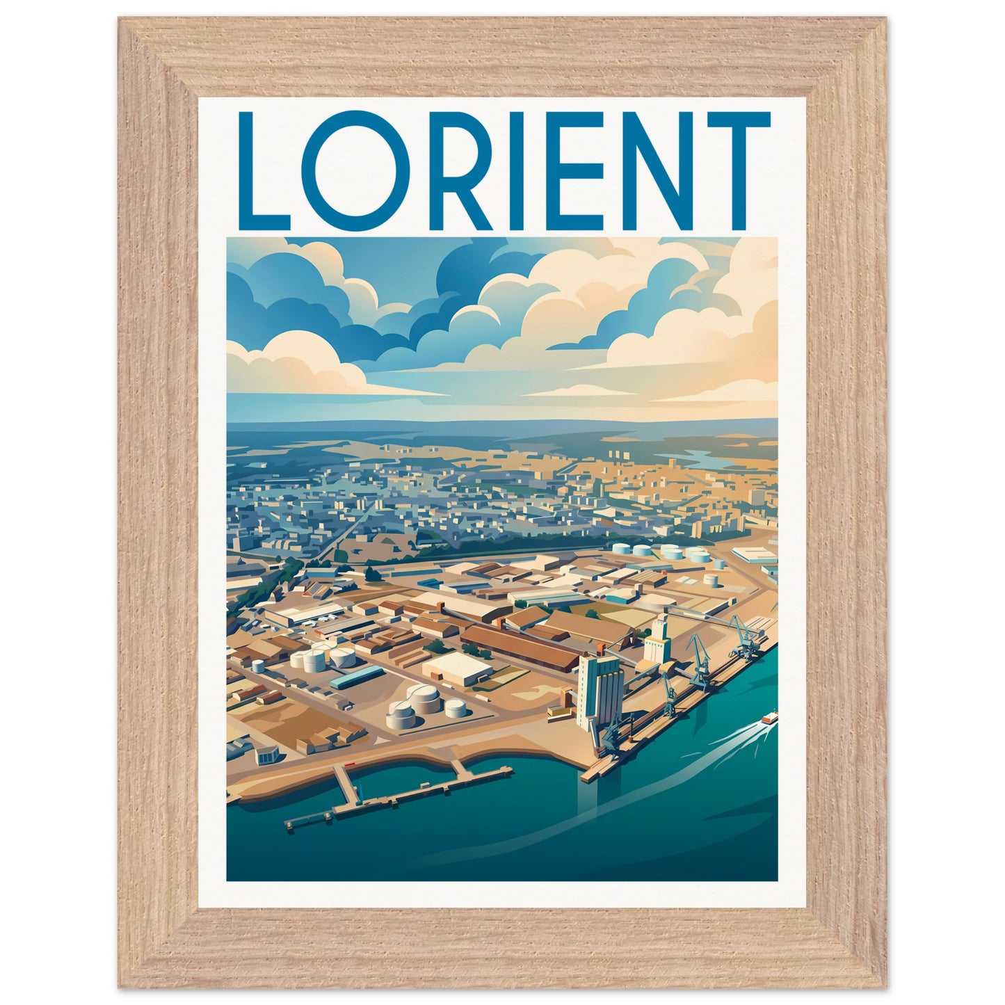 Affiche Lorient - Encadrée, cadre bois 15x20 cm