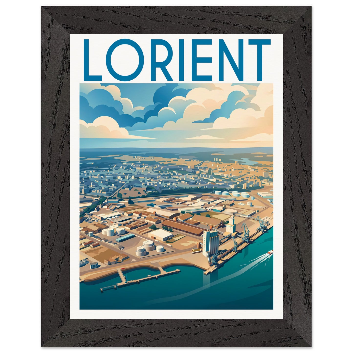 Affiche Lorient - Encadrée, cadre noir 15x20 cm